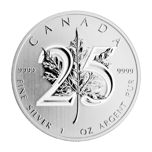 1 oz 2013 Canadian Maple Leaf 25th Anniversary Silver Coin | Royal Canadian Mint