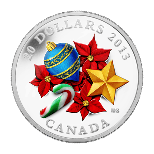 1 oz 2013 Holiday Glass Candy Cane Silver Coin