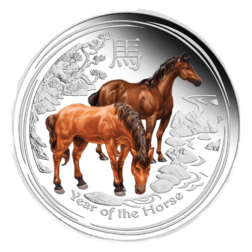 1 oz 2014 Lunar Year of the Horse Coloured Silver Proof Coin | Perth Mint