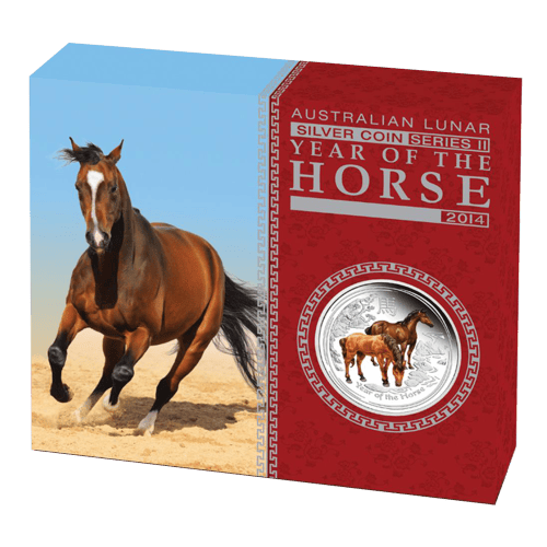 1 oz 2014 Lunar Year of the Horse Coloured Silver Proof Coin