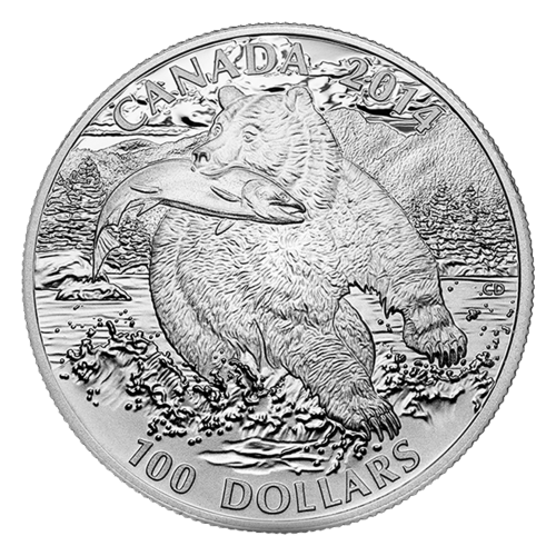 1 oz 2014 $100 for $100 Grizzly Silver Coin