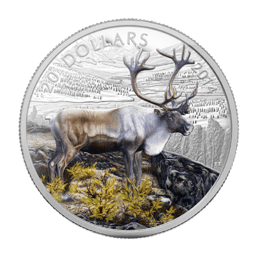 1 oz 2014 Caribou Coloured Silver Coin