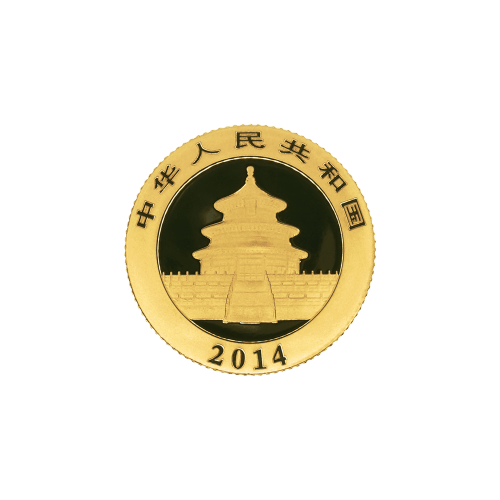 Pièce 1/10 once d'or Panda chinois 2014 | Monnaie chinoise