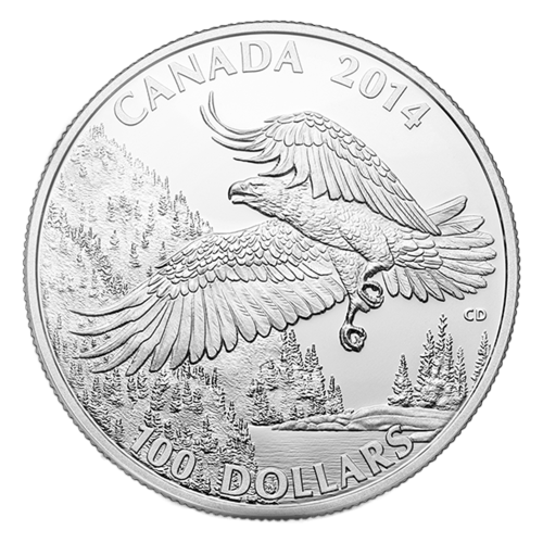 1 oz 2014 $100 for $100 Bald Eagle Silver Coin