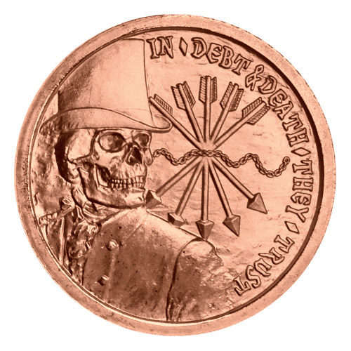 1 oz 2012 Debt and Death Copper Round
