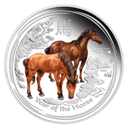 1 oz 2014 Lunar Year of the Horse Coloured Silver Coin | Perth Mint