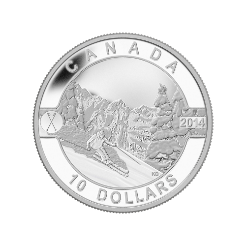 1/2 oz 2014 O Canada Series - Skiing Canada's Slopes Silver Coin
