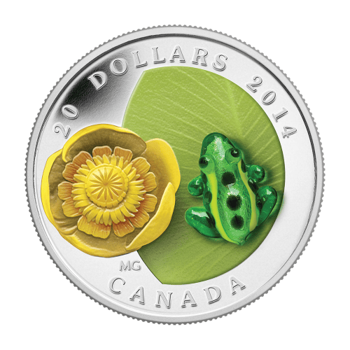 1 oz 2014 Water Lily and Venetian Glass Frog Silver Coin