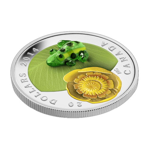 1 oz 2014 Water Lily and Venetian Glass Frog Silver Coin