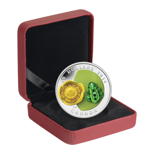 1 oz 2014 Water Lily and Venetian Glass Frog Silver Coin