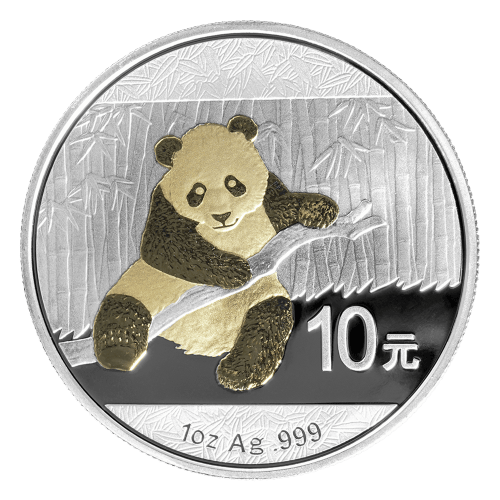 Pièce 1 once d'argent doré Panda chinois | Monnaie chinoise
