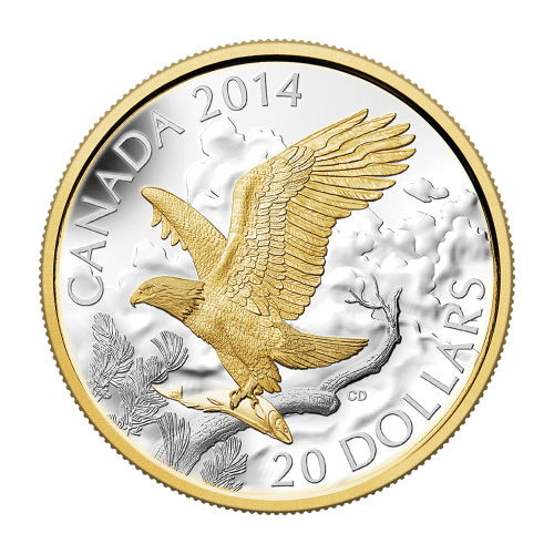 1 oz 2014 Perched Bald Eagle Gilded Silver Coin