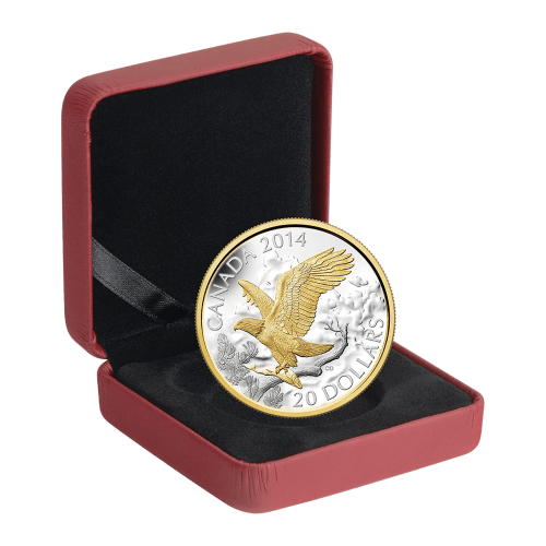 1 oz 2014 Perched Bald Eagle Gilded Silver Coin