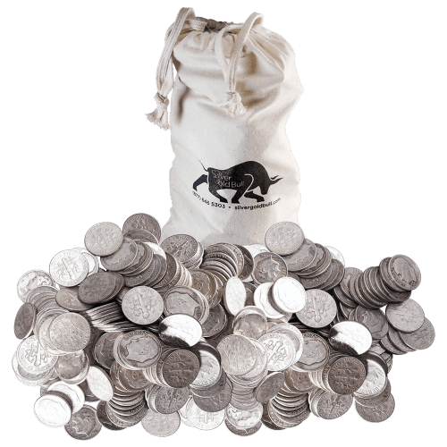 Sac de pièces américaines de circulation en argent pur à 90 % Valeur nominale 100 $ | Monnaie des États-Unis