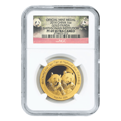 1 oz 2014 Chinese Panda Smithsonian Institute NGC PF-69 Ultra Cameo Gold Coin