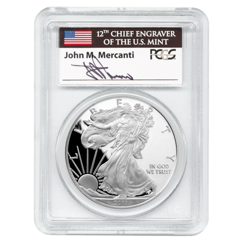 Pièce 1 once d'argent signé Mercanti MS-69 (FS) PCGS Aigle américain 2013 | Monnaie des États-Unis