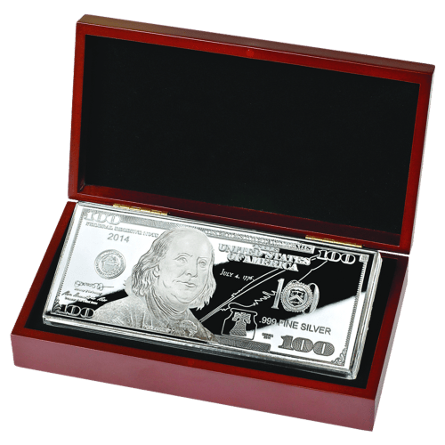 1 oz 2014 $100 Franklin Silver Proof Bar