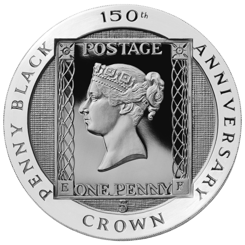 Pièce 5 onces d'argent « gem » épreuve numismatique Isle of Man Silver Penny Black NGC 1990