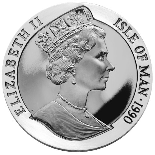 Pièce 5 onces d'argent « gem » épreuve numismatique Isle of Man Silver Penny Black NGC 1990