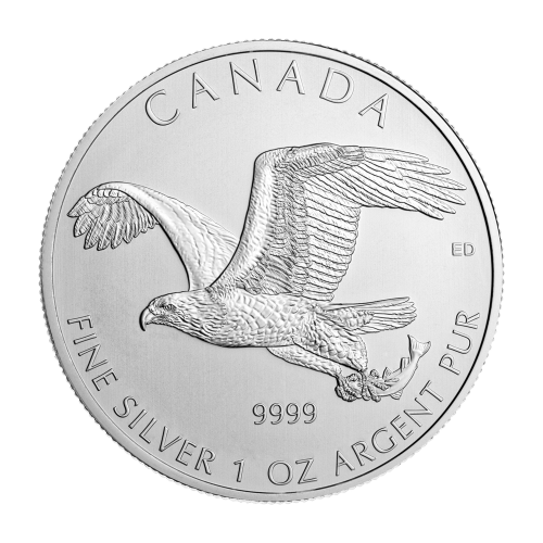 Pièce 1 once d'argent Série Oiseaux de proie | Pygargue à tête blanche MRC Emballage Flex 2014
