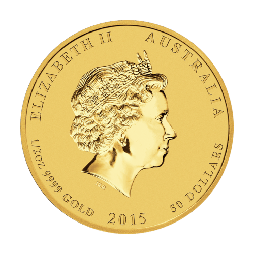 Pièce 1/2 once d'or Lunaire Année de la Chèvre 2015 | Monnaie de Perth