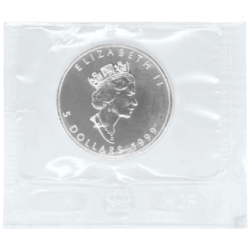 Pièce 1 once d'argent Feuille d'érable canadienne Emballage Flex 1999