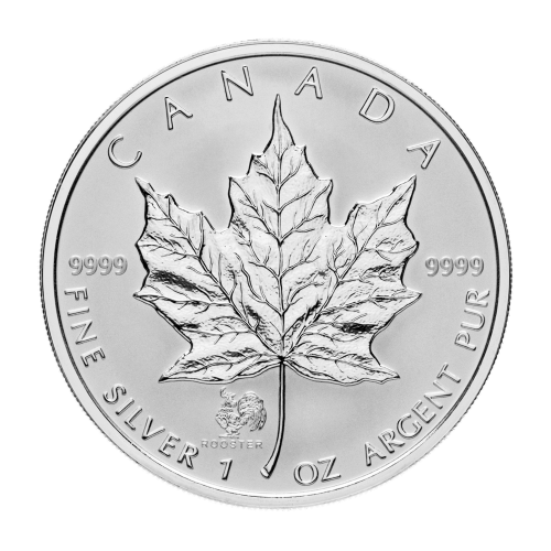 1 oz 2005 Canadian Maple Leaf Year of the Rooster Privy Silver Coin | Royal Canadian Mint
