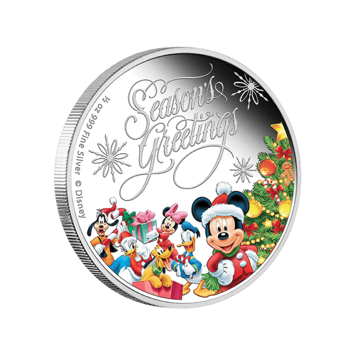 Pièce 1/2 once d'argent épreuve numismatique Vœux de fin d'année Disney 2014