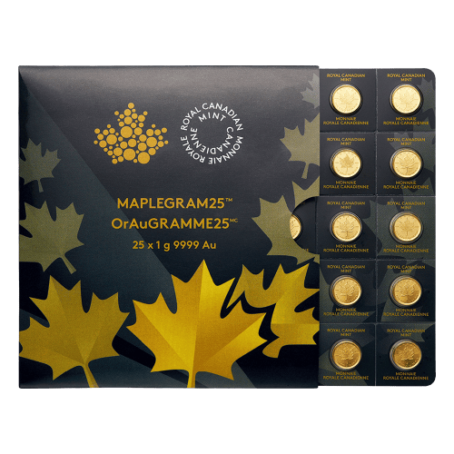 Feuille de pièces d'or MapleGram25 2015 de 25 grammes (25 x 1 g)