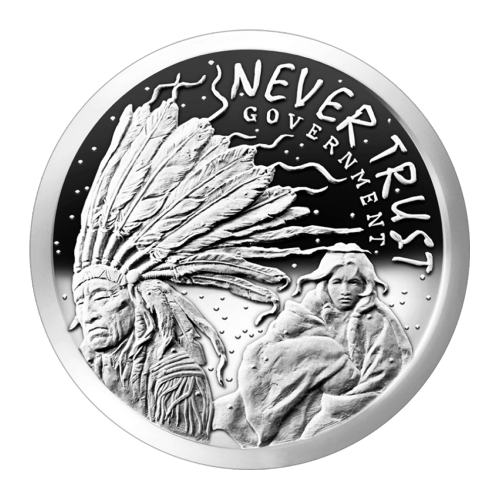Ronde 1 once d'argent semblable à épreuve numismatique Never Trust Government 2014