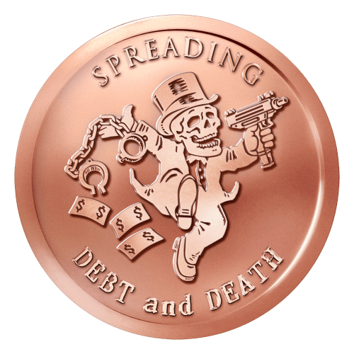Ronde 1 once de cuivre Série Bankster Spreading Debt and Death 2014