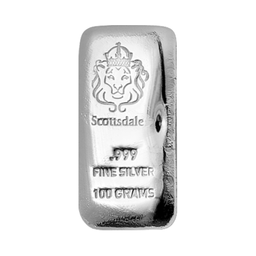 Buy 100 g Scottsdale Mint Cast Silver Bars | Silver Gold Bull Canada