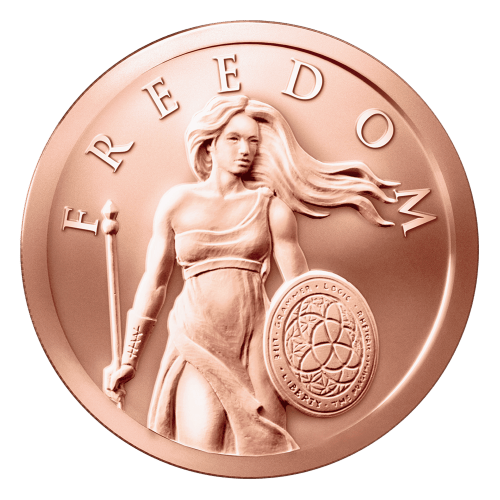 1 oz 2015 Standing Freedom Copper Round | Silver Shield