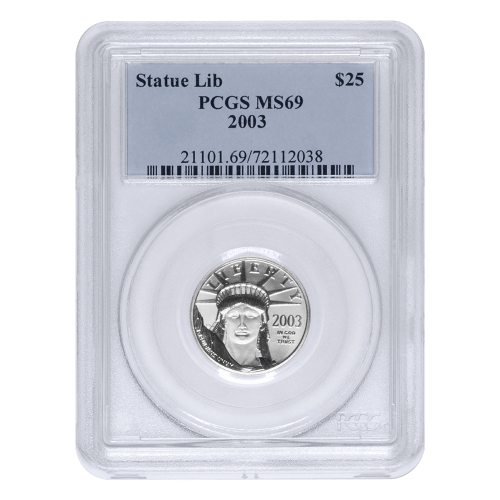 Pièce 1/4 once de platine MS-69 NGC Aigle américain 2003 | Monnaie des États-Unis