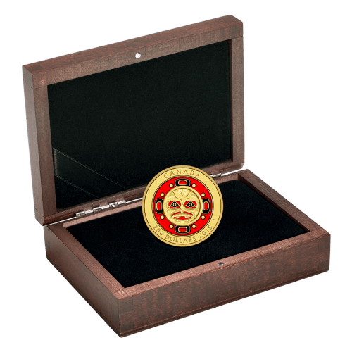 1 oz 2015 Singing Moon Mask Coloured Gold Coin