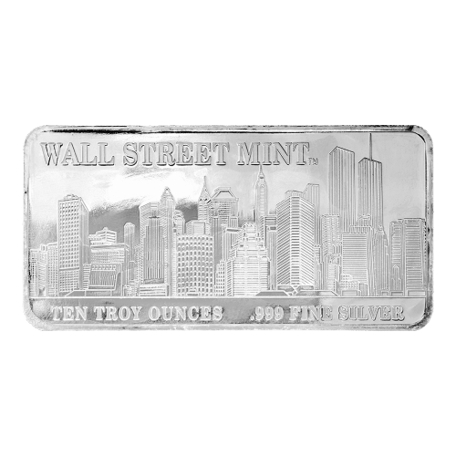 Buy 10 oz Wall Street Mint Silver Bars | Silver Gold Bull US