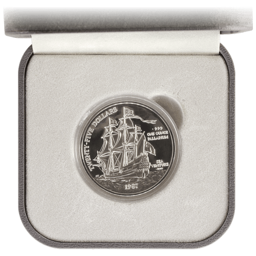 Pièce 1 once de palladium épreuve numismatique Sea Venture Bermudes 1987