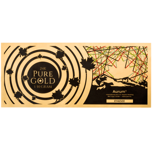 Plaquette 1/10 gramme en or mince Feuille d'érable