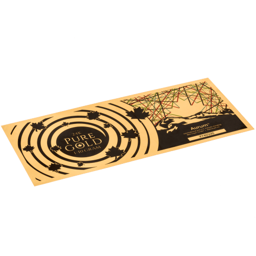 Plaquette 1/10 gramme en or mince Feuille d'érable