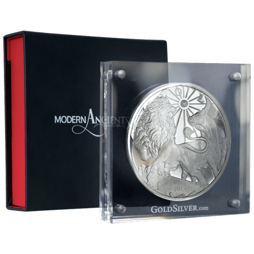 Ronde 10 onces d'argent Épreuve numismatique Série Les anciens modernes : Lion et taureau 2015