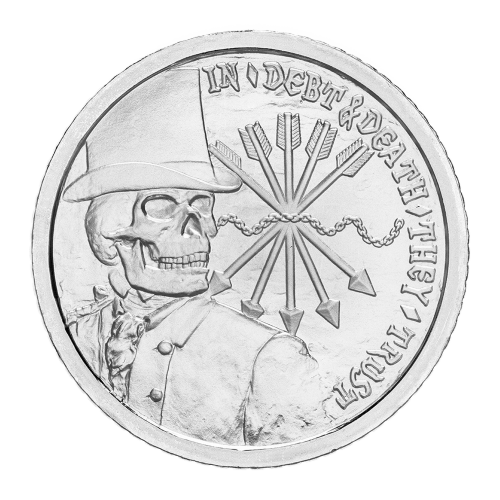 1 oz 2012 Debt and Death Silver Special BU Proof Round | Chris Duane Personal Collection