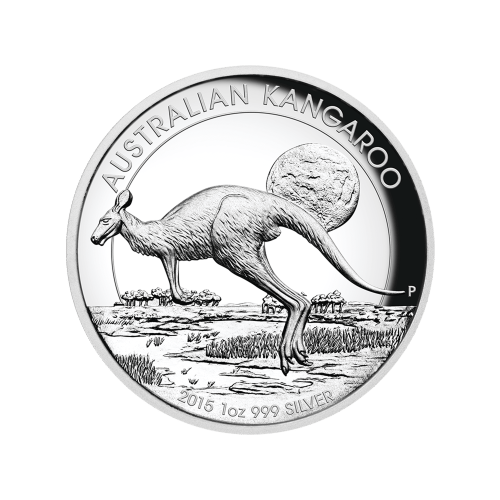 Pièce 1 once d'argent Épreuve numismatique Kangourou australien Haut relief 2015 | Monnaie de Perth