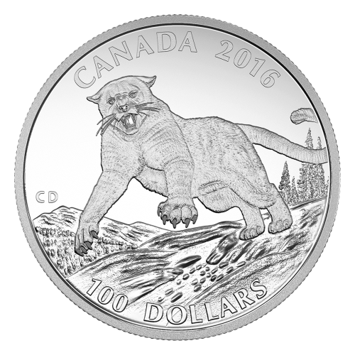 1 oz 2016 $100 for $100 Cougar Silver Coin