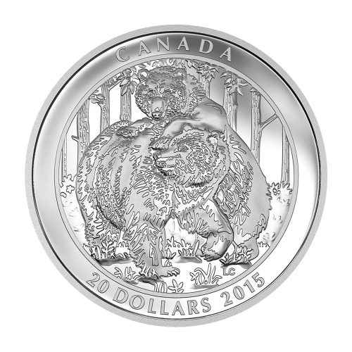 1 oz 2015 Grizzly Bear: Togetherness Silver Proof Coin | Royal Canadian Mint