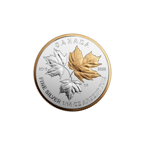 Ensemble divisionnaire Feuilles d'érable canadiennes 2016 - Pièces d'argent plaqué or Un règne historique