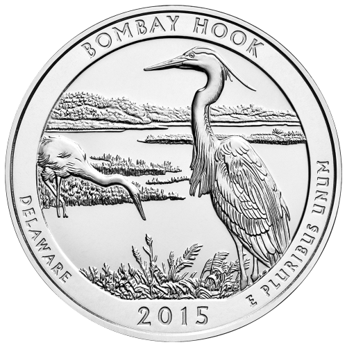 Pièce 5 onces d'argent Amérique la Belle : Bombay Hook National Wildlife Refuge 2015 | Monnaie des États-Unis
