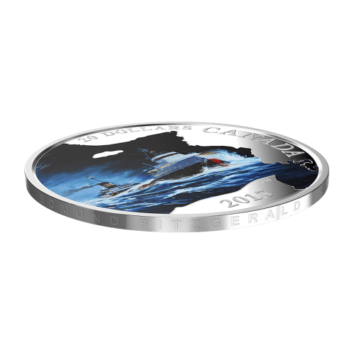 Pièce 1 once d'argent Épreuve numismatique Série Bateaux perdus dans les eaux canadiennes | S.S. Edmund Fitzgerald 2015