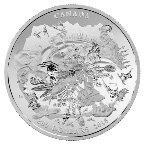 2 oz 2015 $200 for $200 Canada's Rugged Mountains Silver Coin