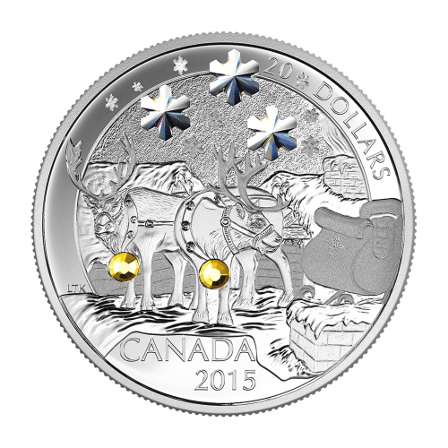 Pièce 1 once d'argent Épreuve numismatique Renne des fêtes en cristal de Swarovski 2015