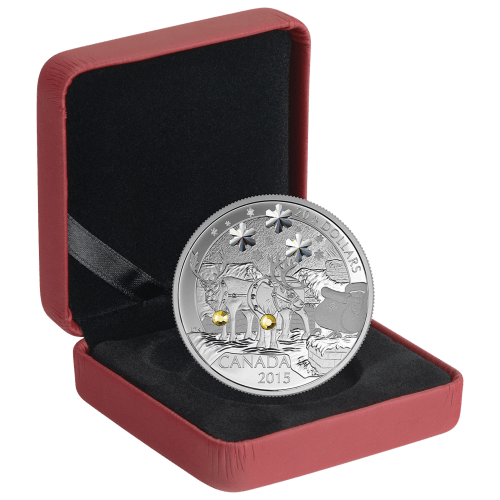 Pièce 1 once d'argent Épreuve numismatique Renne des fêtes en cristal de Swarovski 2015